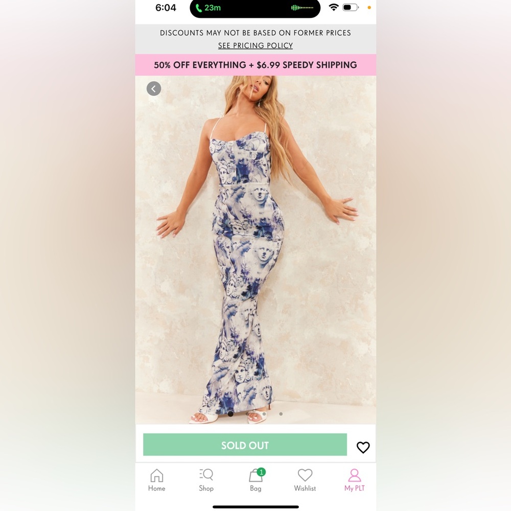 Pretty Little Things Blue Renaissance print dress